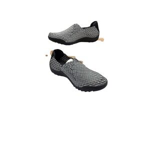 Bernie Mev Rigged‎ Jim Flats Womens 40-9 Silver Grey Metallic Woven Comfort